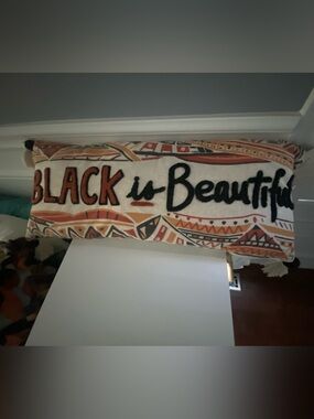 "Black is Beautiful" Decorative Bolster Pillow - Orange, Black, Cream